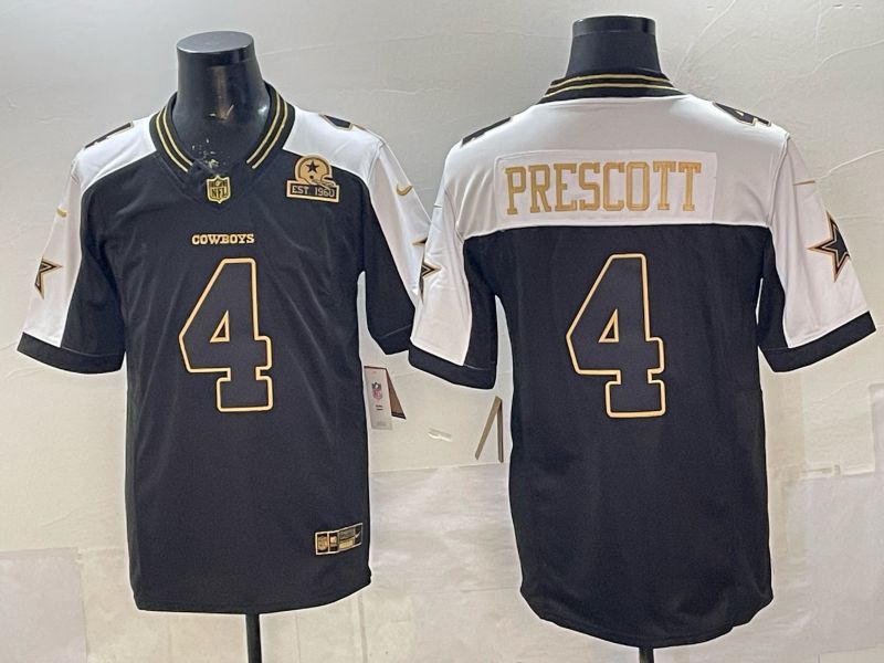 Men 2026 Dallas Cowboys #4 Prescott Black Gold 6th generations Nike Limited NFL Jersey style 06->dallas cowboys->NFL Jersey
